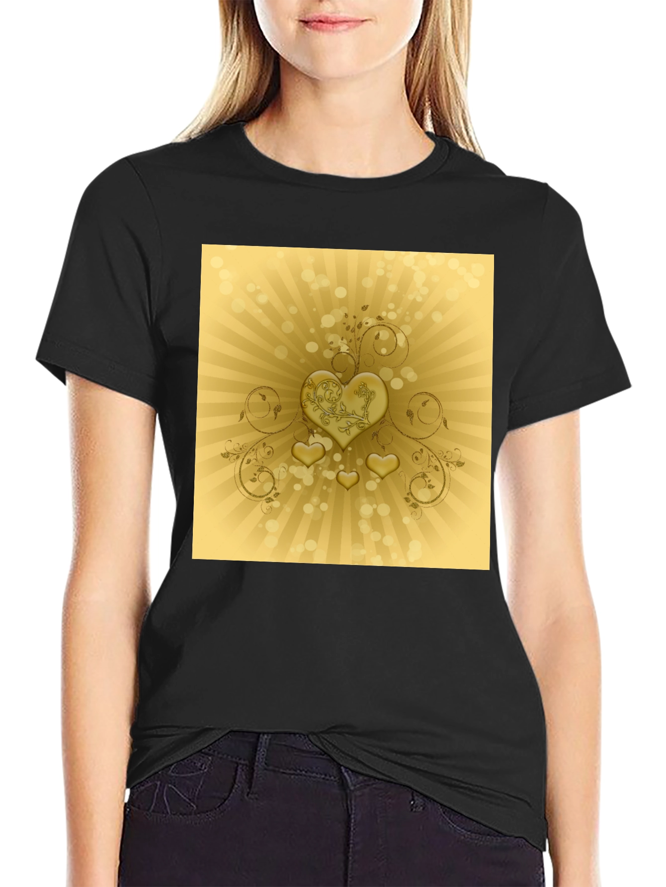 Golden Hearts T-Shirt - Stylish Graphic Tee