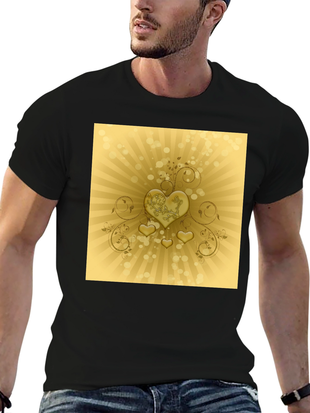 Golden Hearts T-Shirt - Stylish Graphic Tee