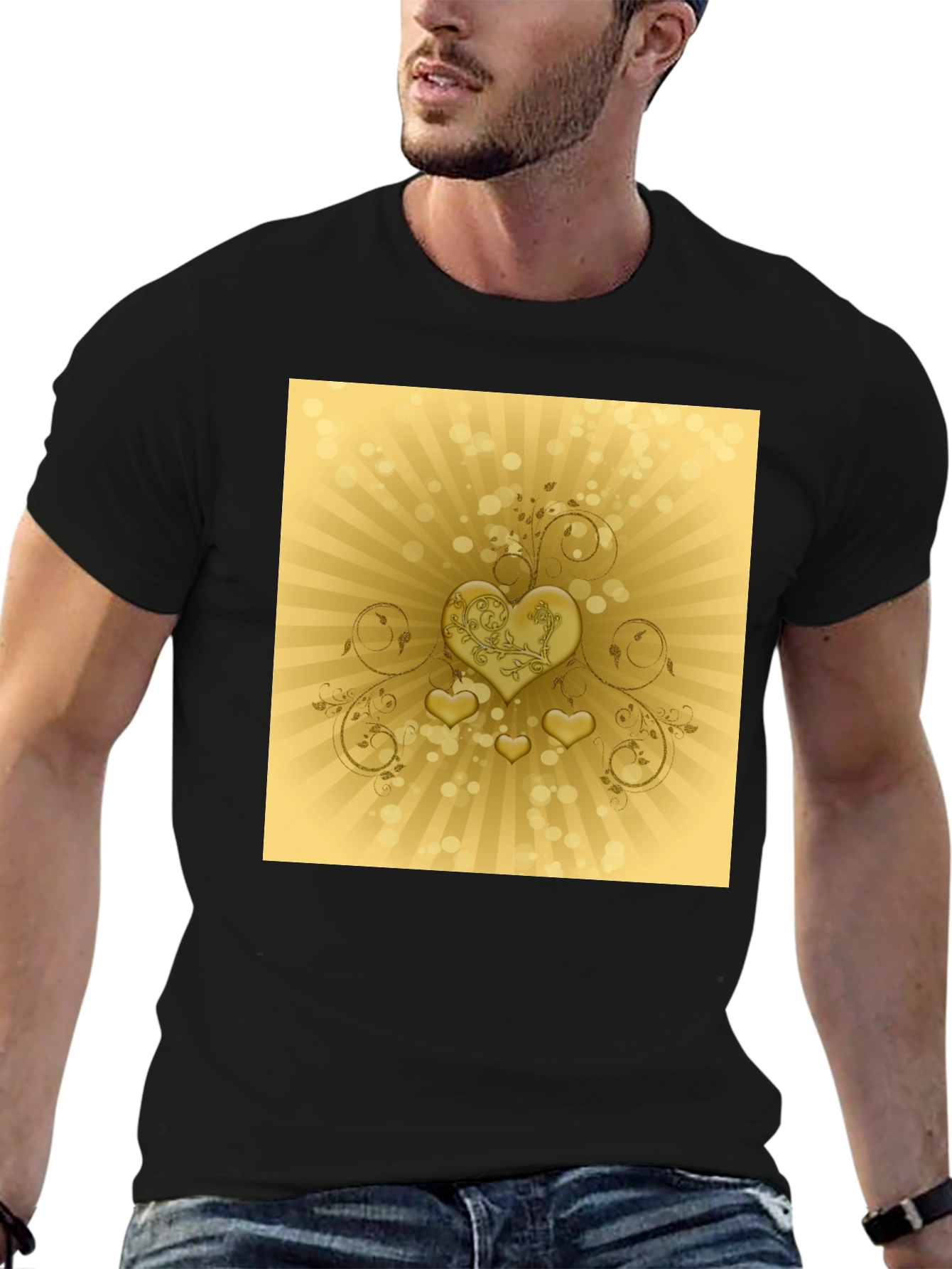 Golden Hearts T-Shirt - Stylish Graphic Tee