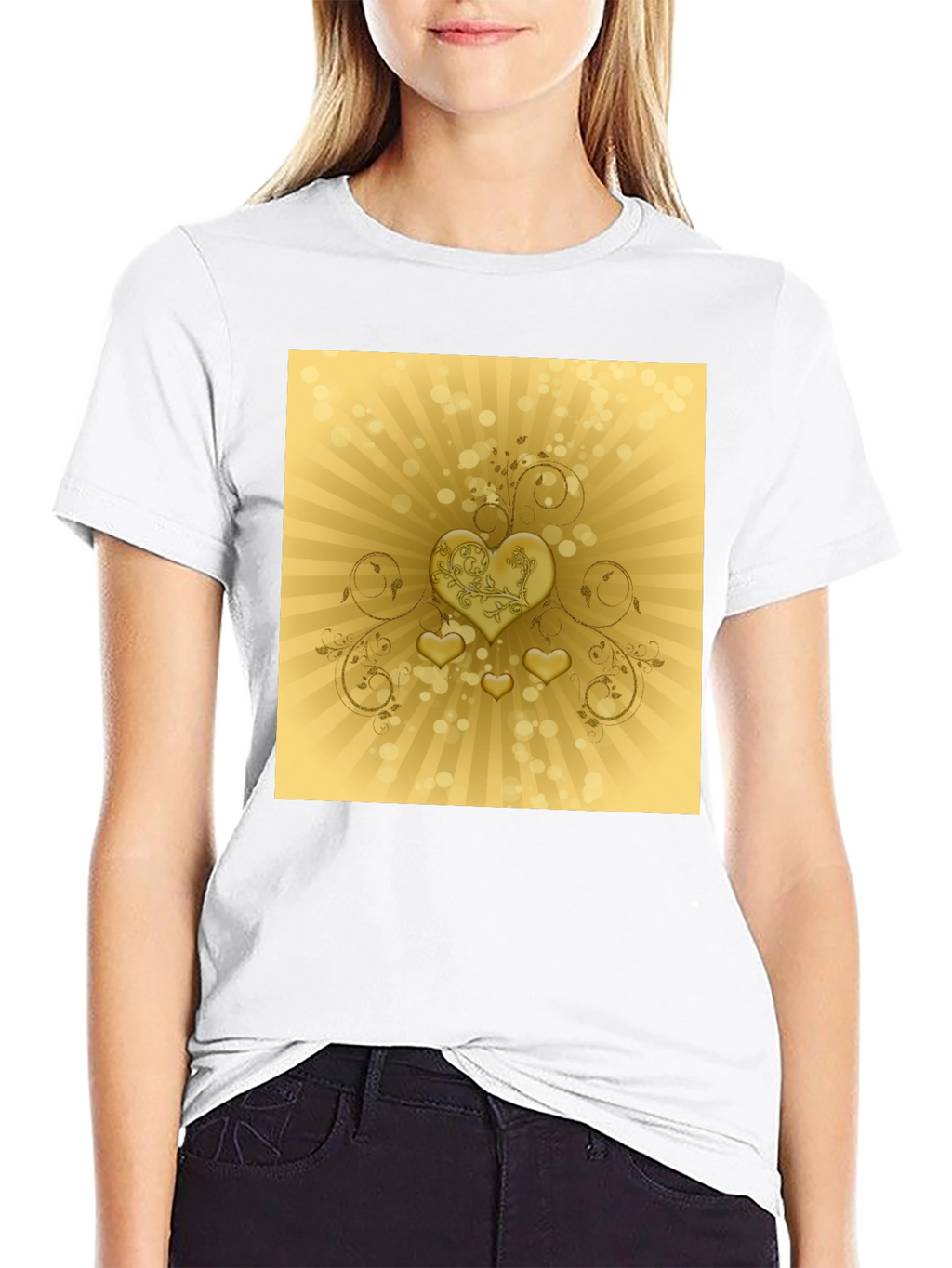 Golden Hearts T-Shirt - Stylish Graphic Tee