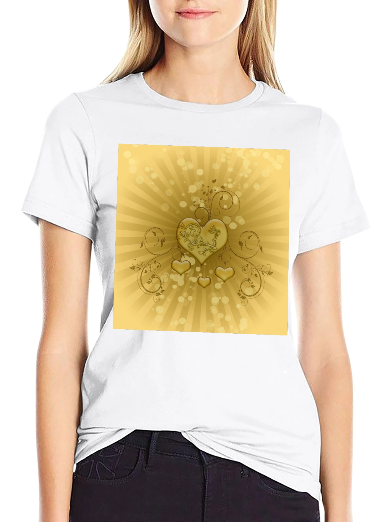Golden Hearts T-Shirt - Stylish Graphic Tee