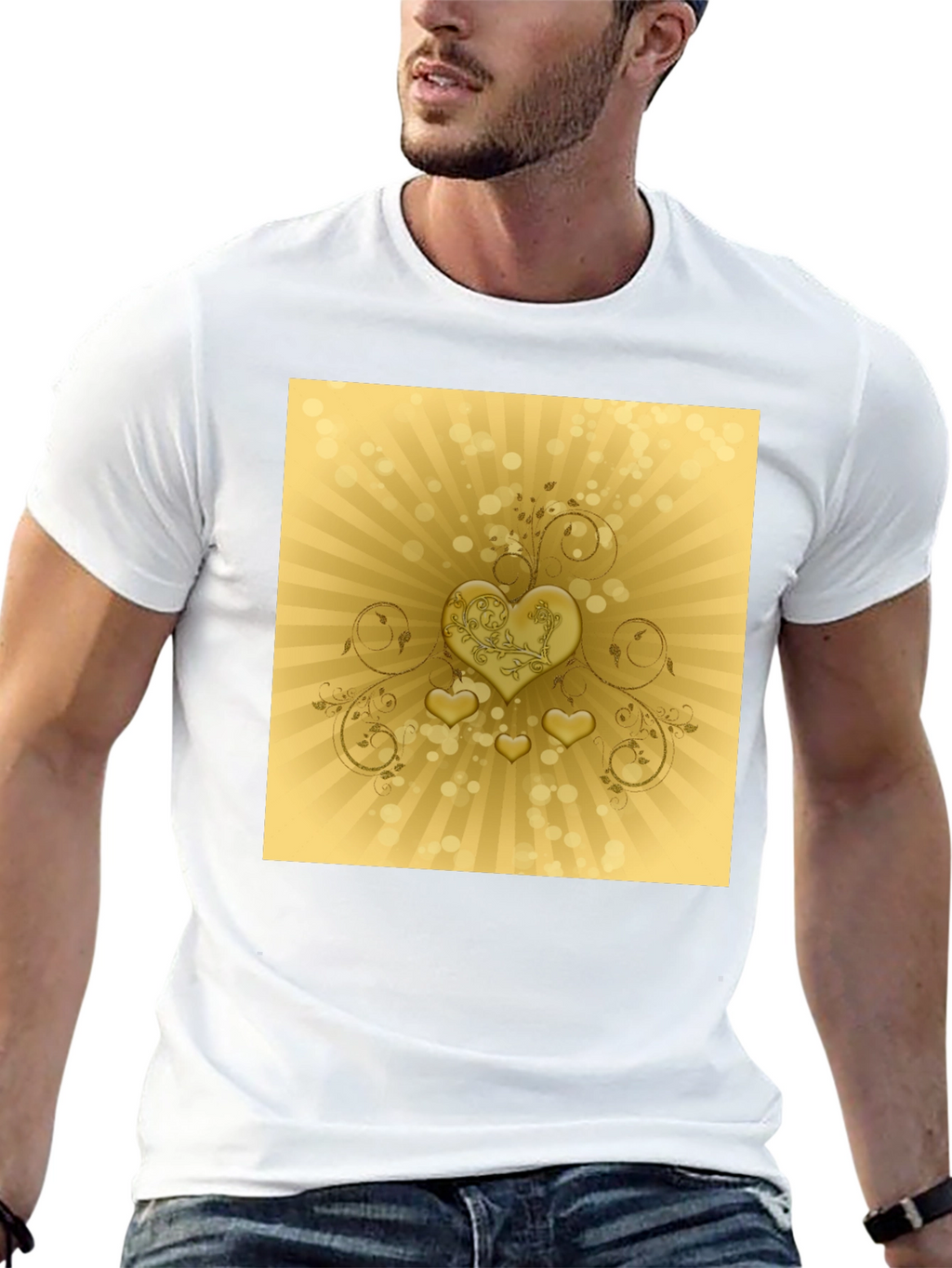 Golden Hearts T-Shirt - Stylish Graphic Tee