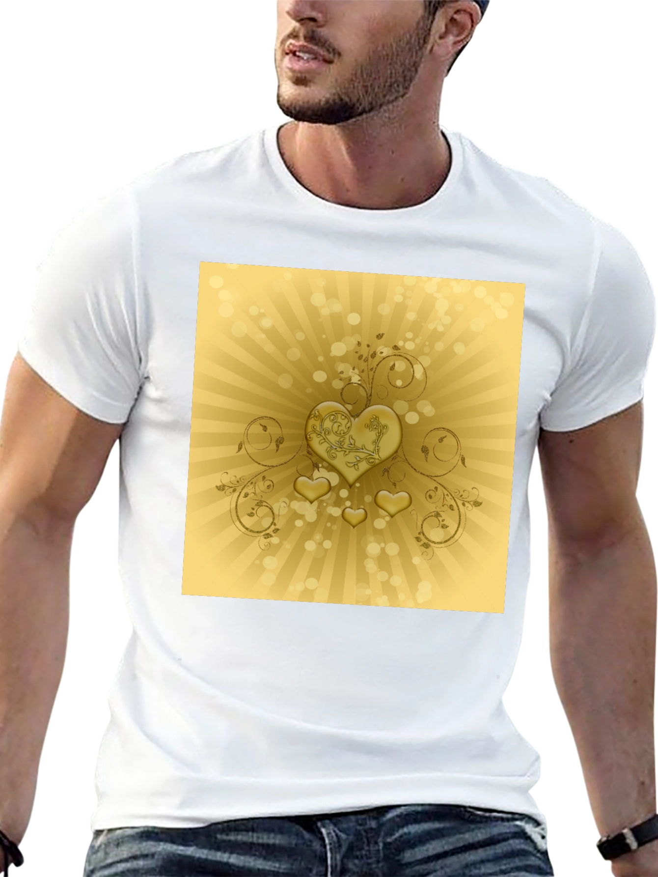 Golden Hearts T-Shirt - Stylish Graphic Tee