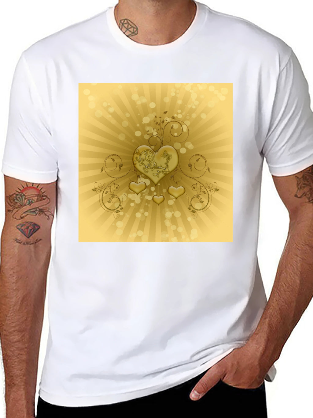 Golden Hearts T-Shirt - Stylish Graphic Tee