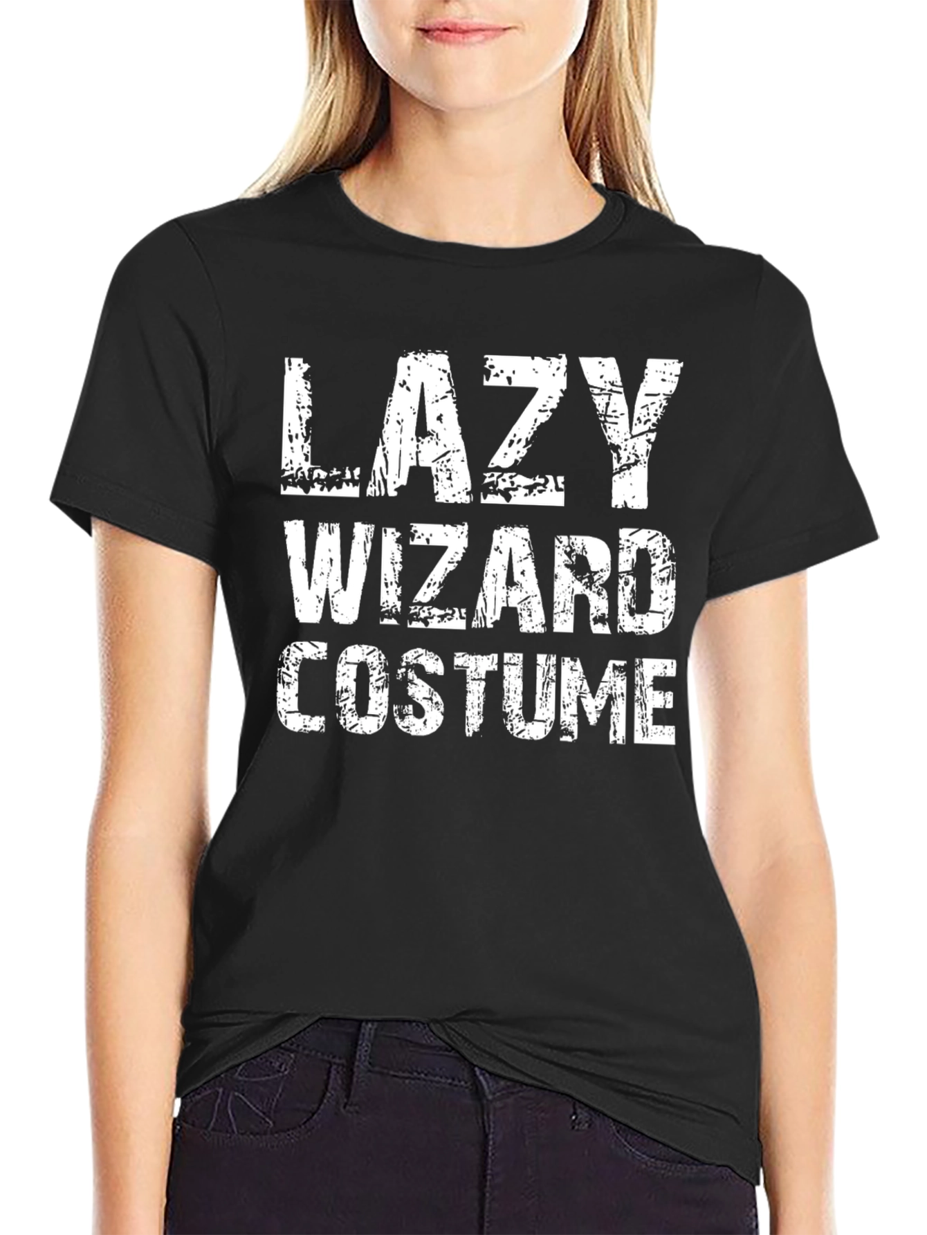 Lazy Wizard Costume Graphic Tee - Black