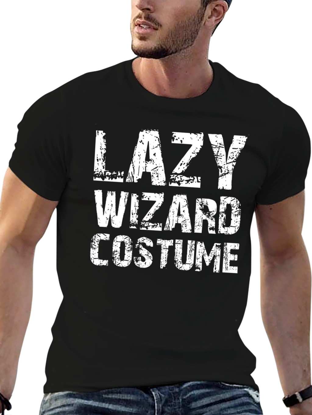 Lazy Wizard Costume Graphic Tee - Black