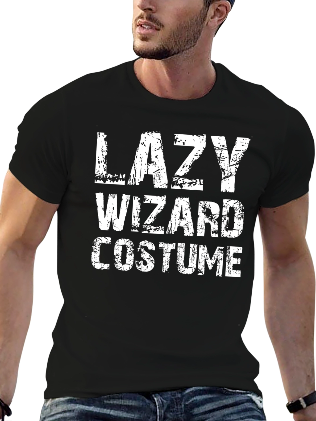 Lazy Wizard Costume Graphic Tee - Black