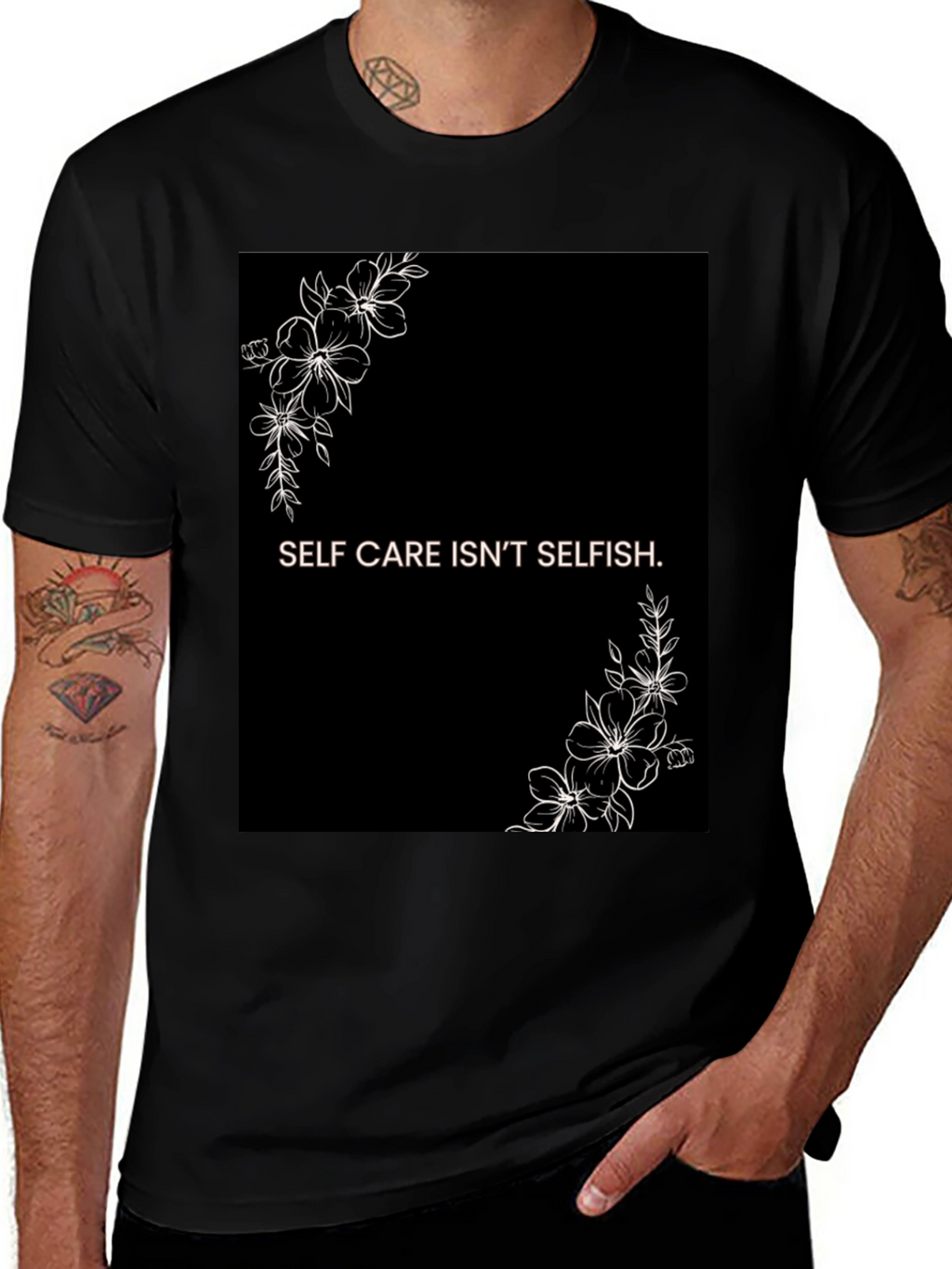 Self Care Isnt Selfish Black Graphic Tee