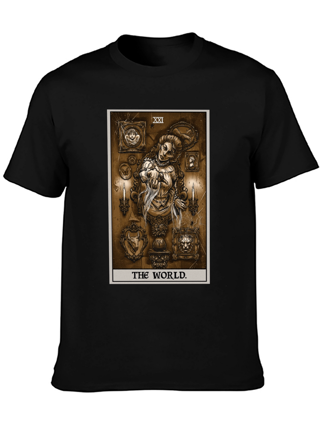 The World Tarot Card Black T-Shirt
