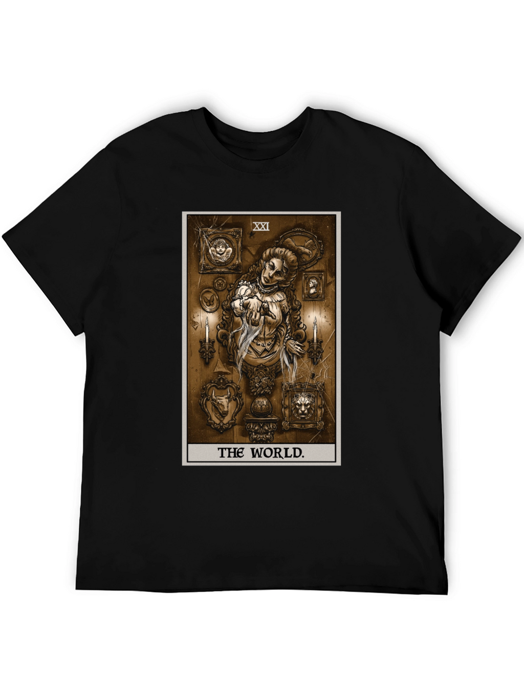 The World Tarot Card Black T-Shirt