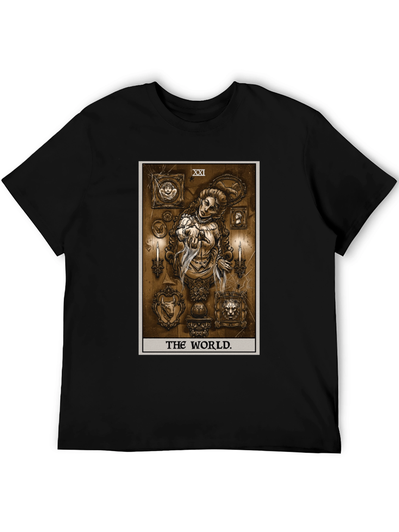 The World Tarot Card Black T-Shirt