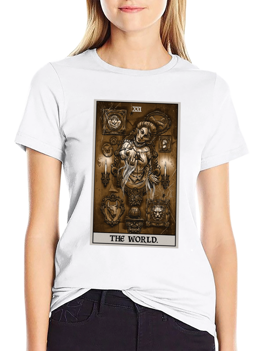 The World Tarot Card Black T-Shirt