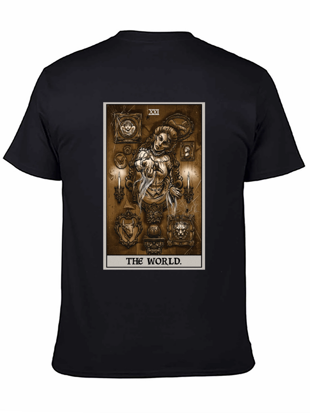 The World Tarot Card Black T-Shirt