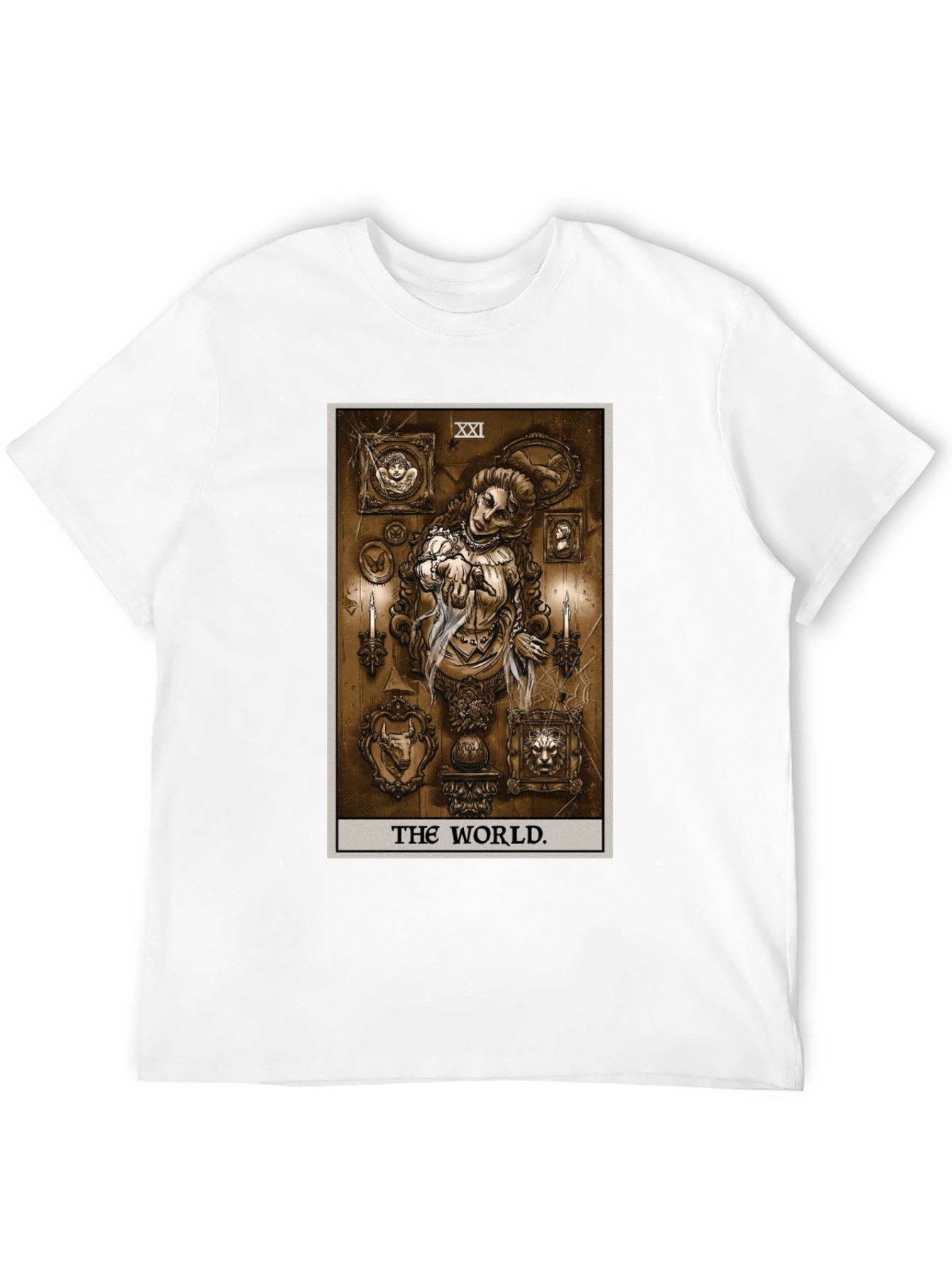 The World Tarot Card Black T-Shirt