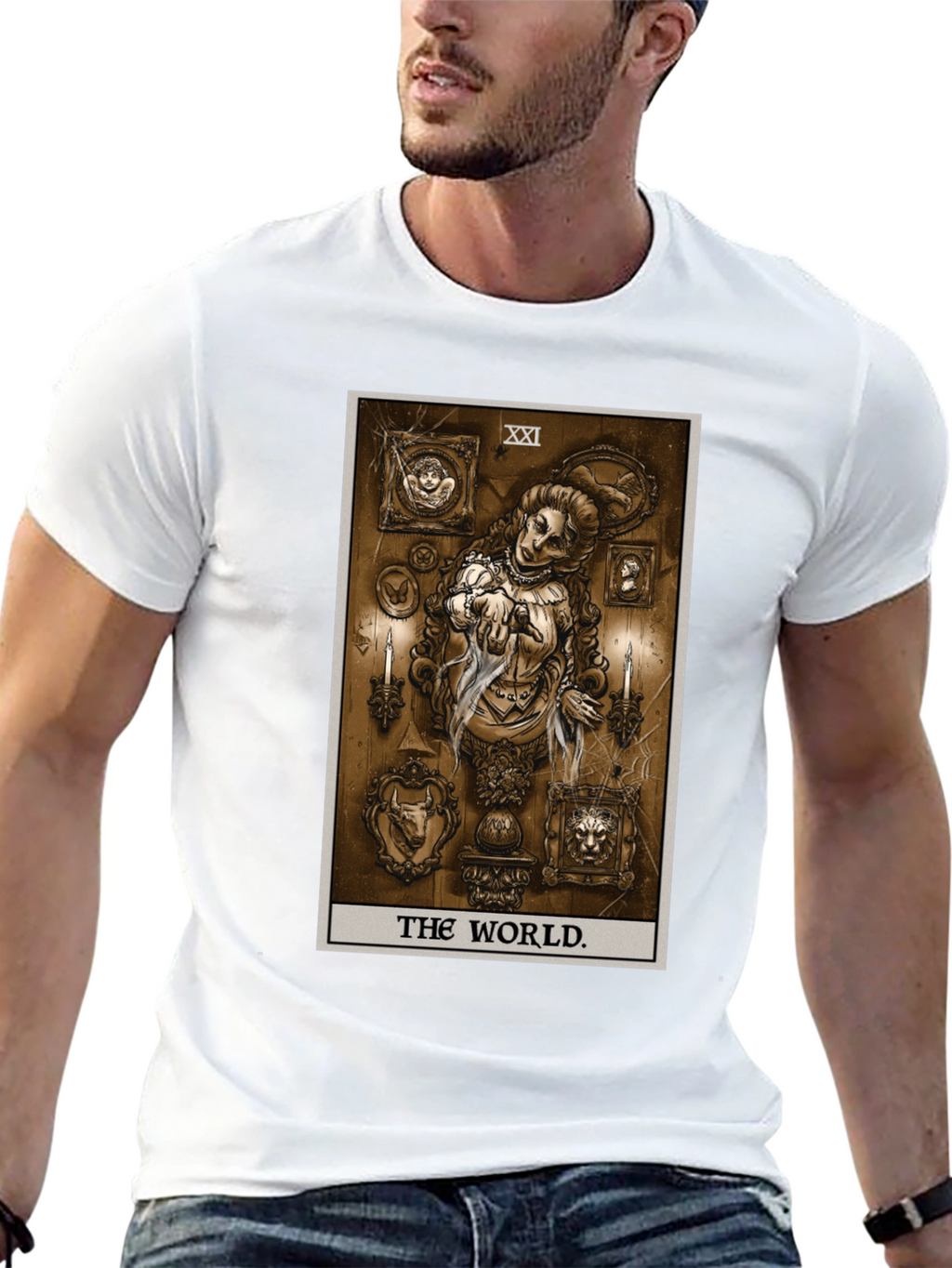 The World Tarot Card Black T-Shirt