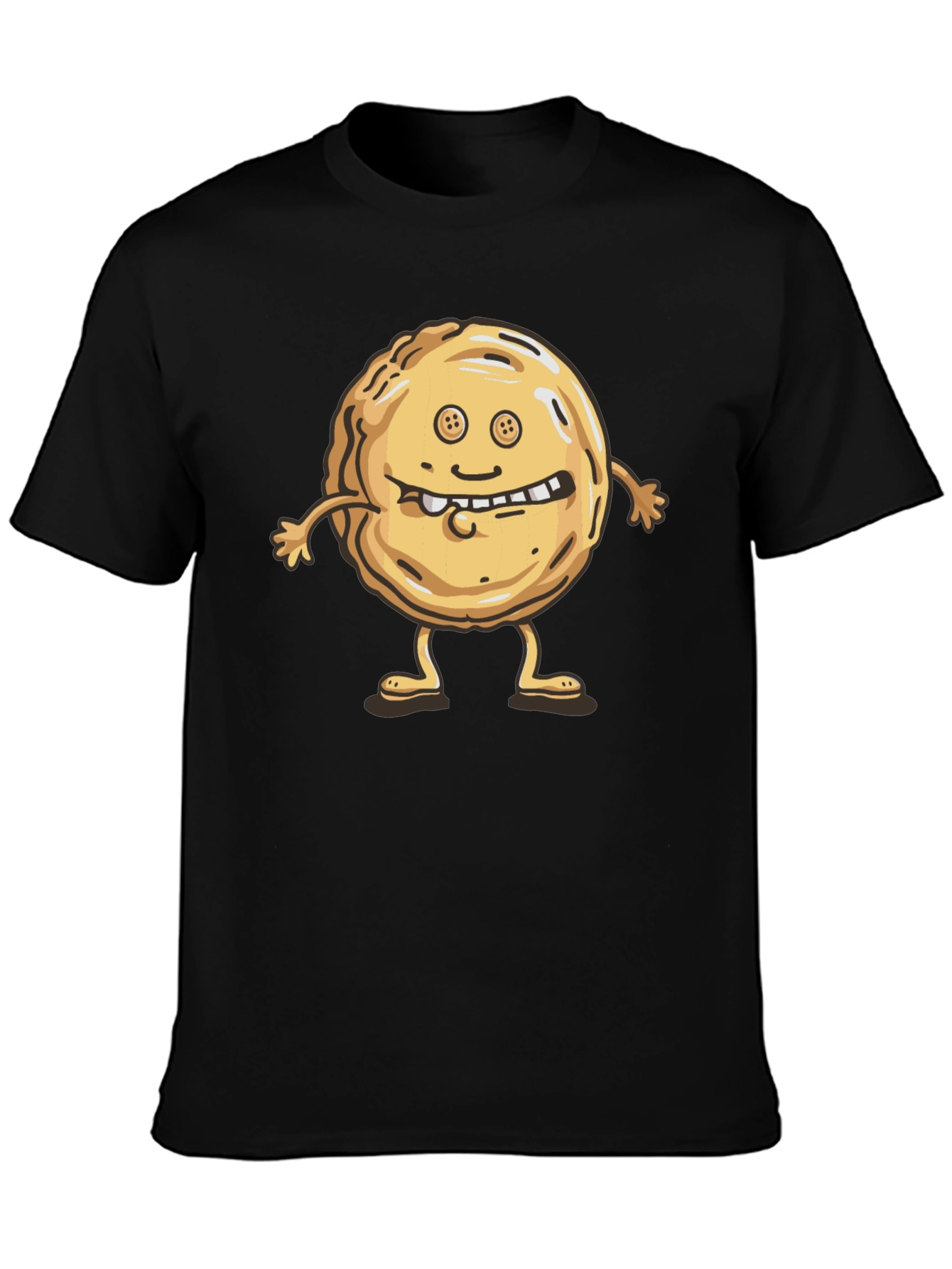 Funny Cookie Character Black T-Shirt
