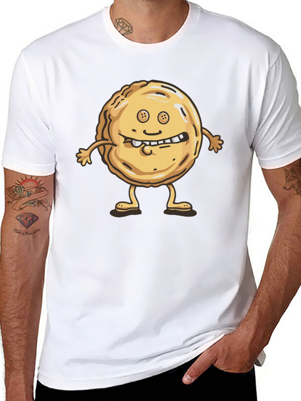 Funny Cookie Character Black T-Shirt