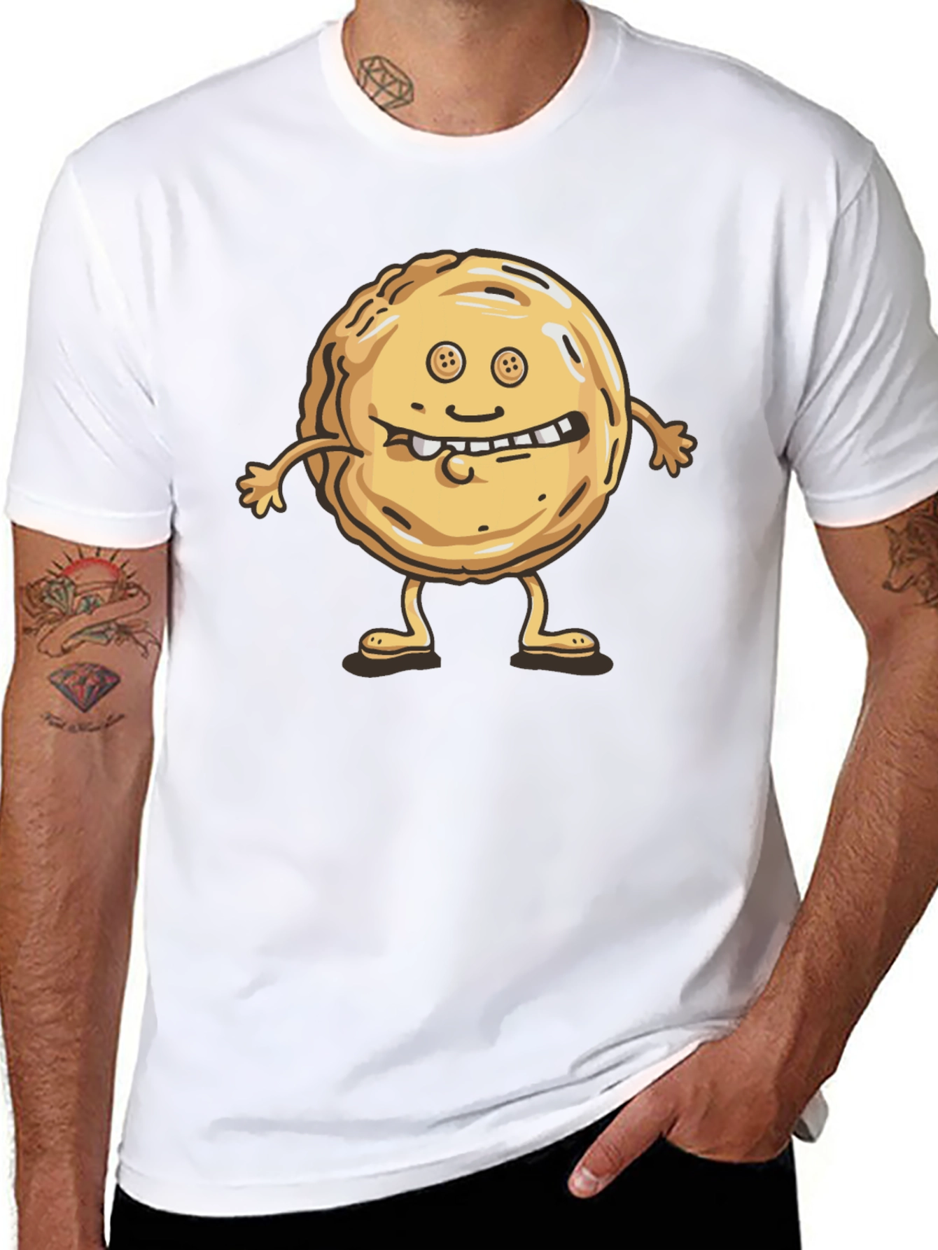 Funny Cookie Character Black T-Shirt