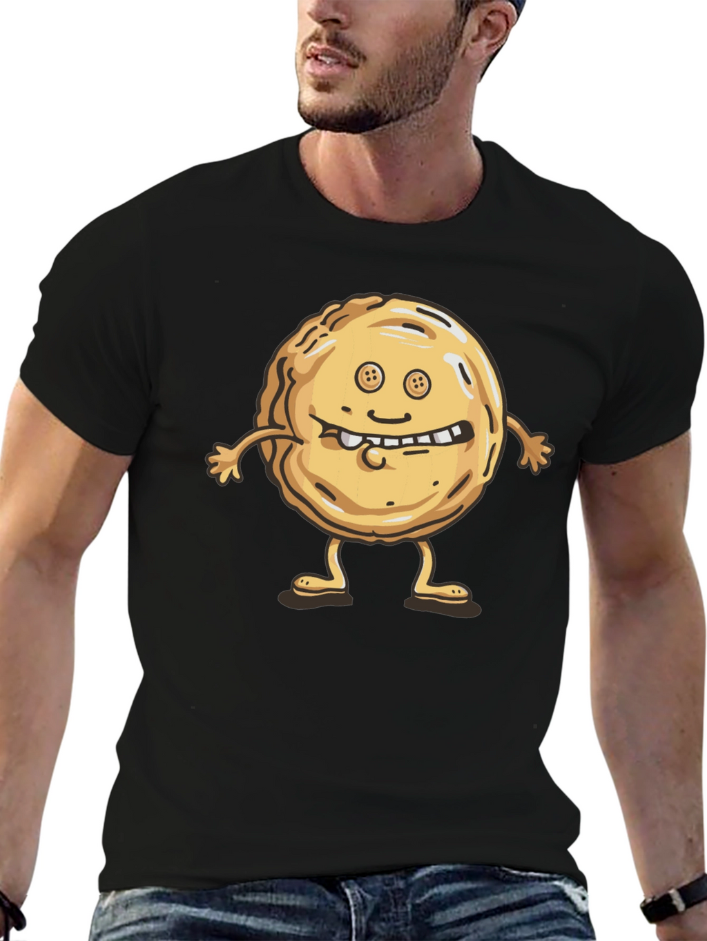 Funny Cookie Character Black T-Shirt