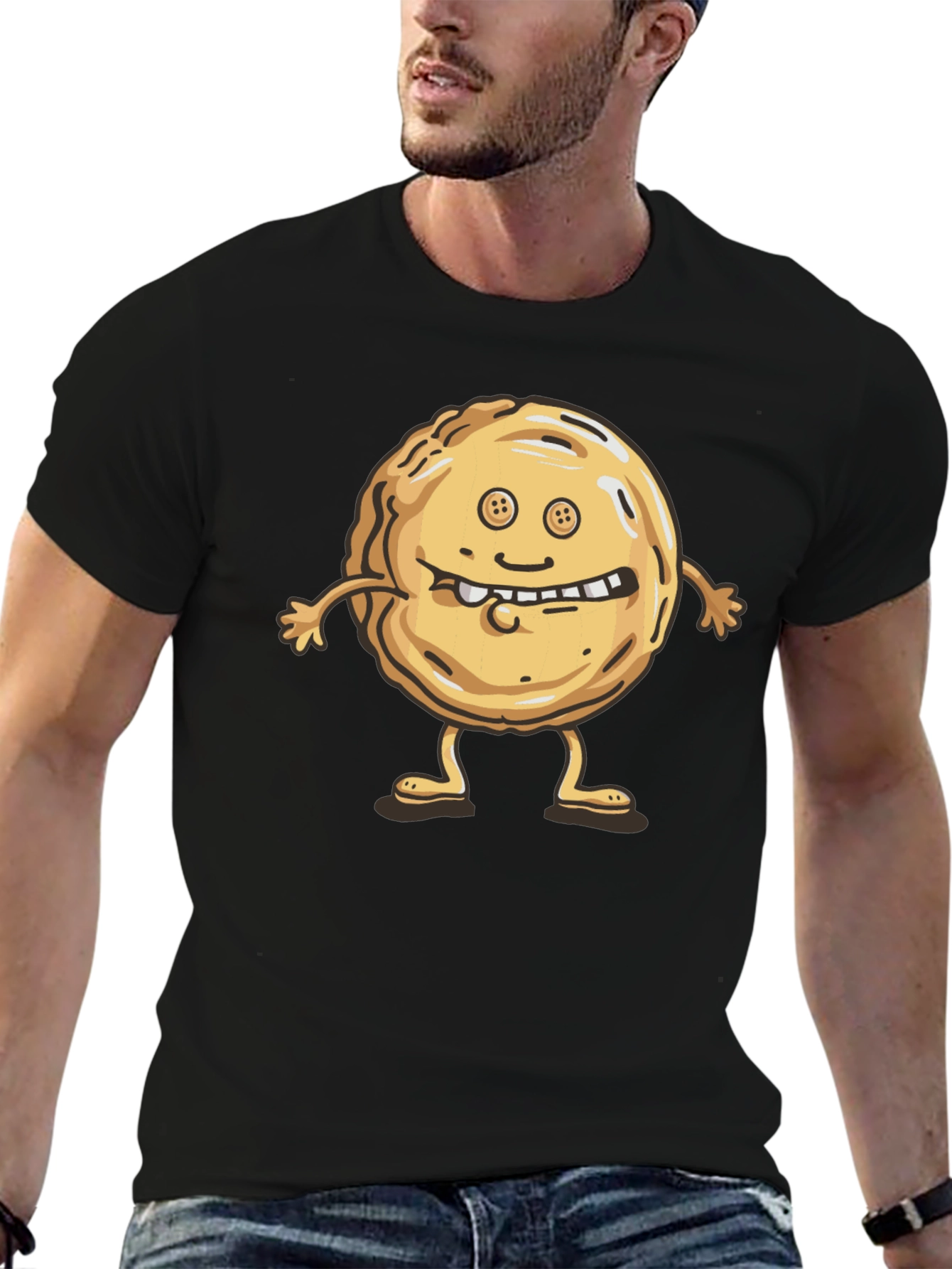 Funny Cookie Character Black T-Shirt