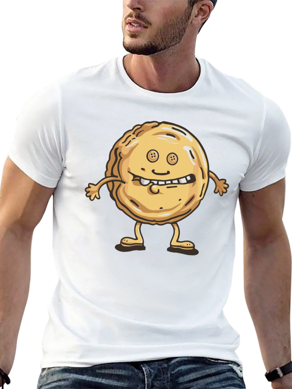Funny Cookie Character Black T-Shirt