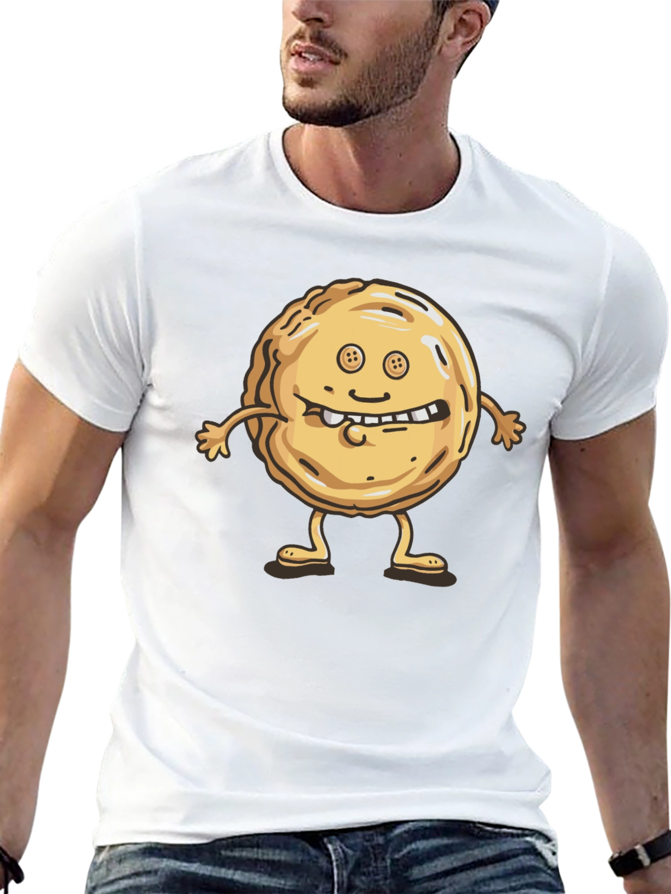 Funny Cookie Character Black T-Shirt
