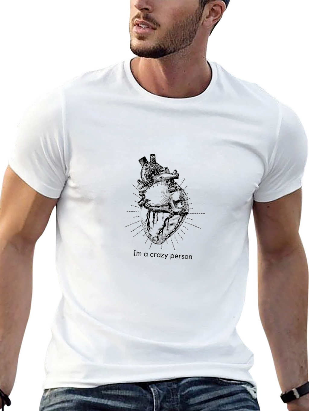 Anatomical Heart Graphic T-Shirt - Crazy Person Tee