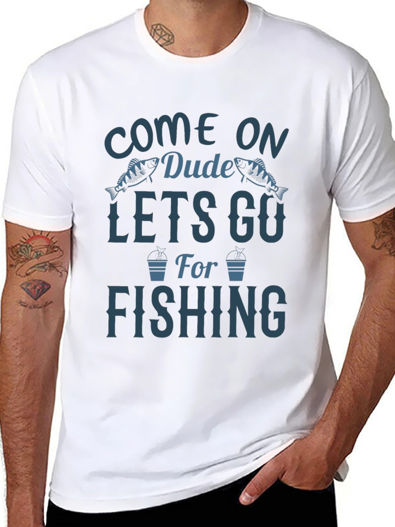 Come On Dude Lets Go Fishing Graphic T-Shirt