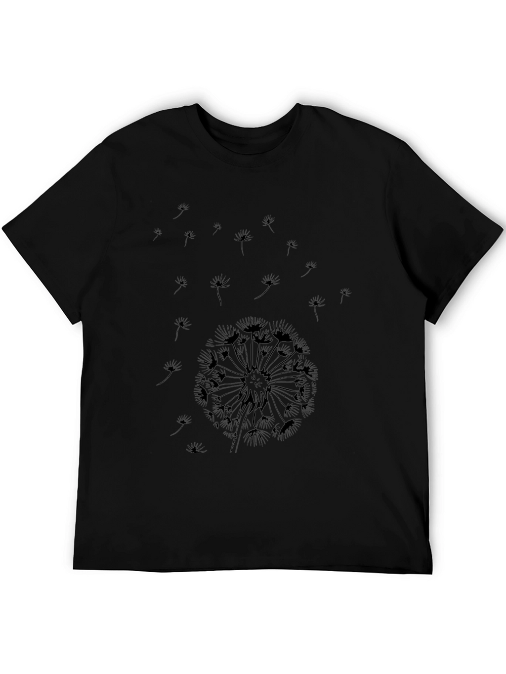 Dandelion Print Black T-Shirt
