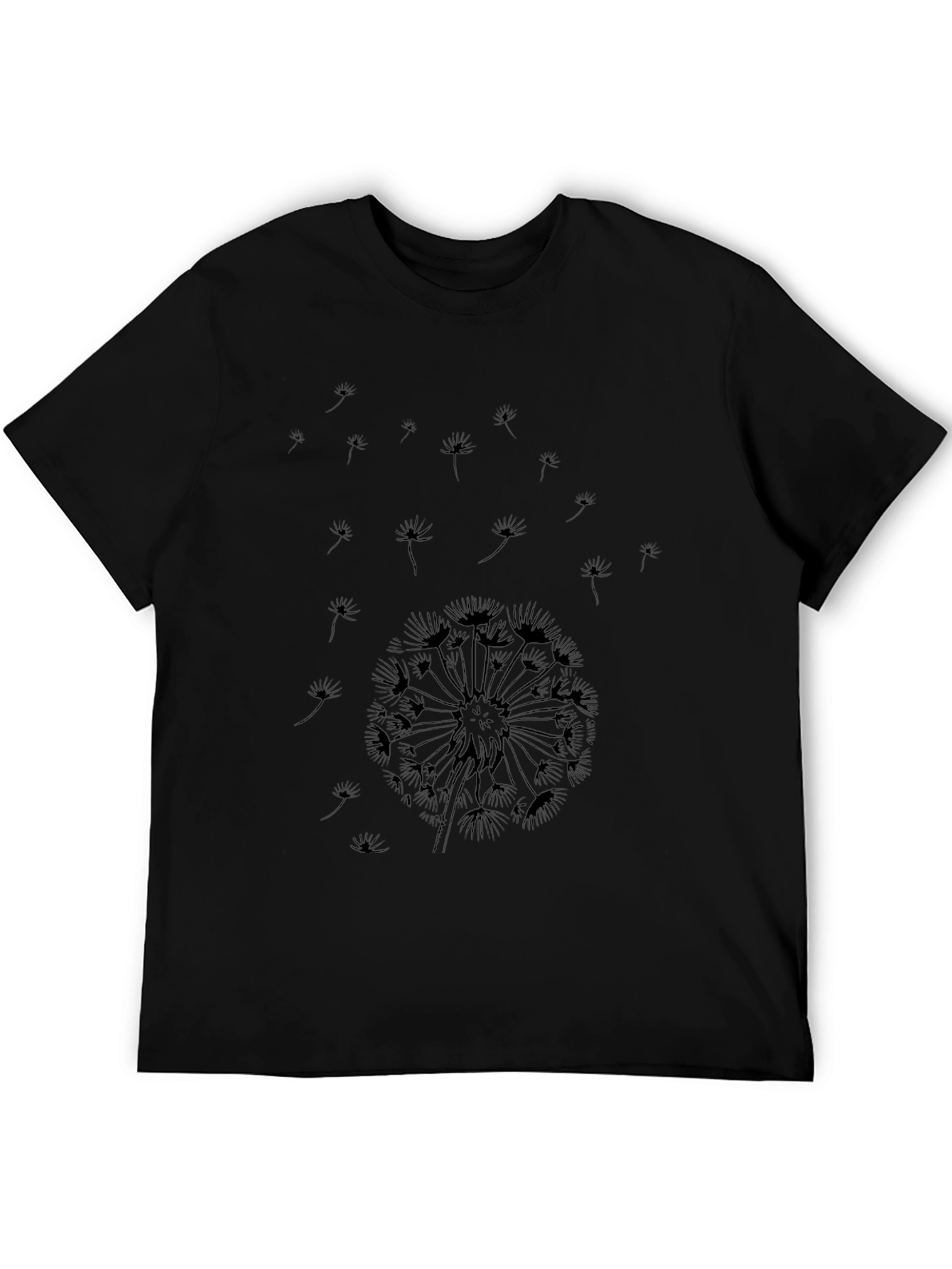 Dandelion Print Black T-Shirt
