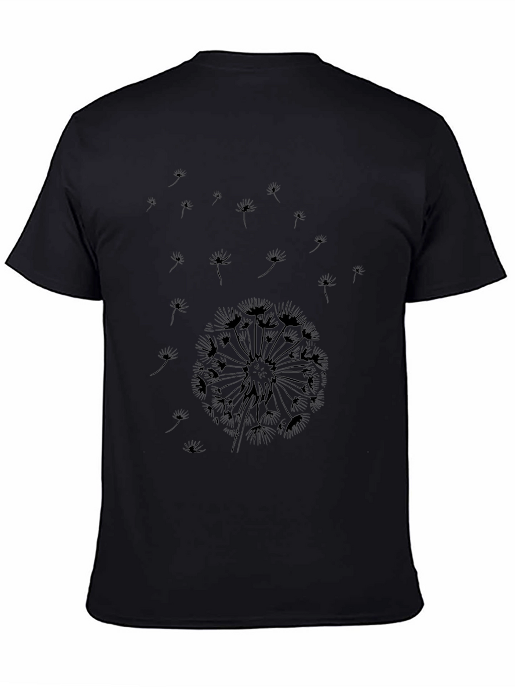 Dandelion Print Black T-Shirt
