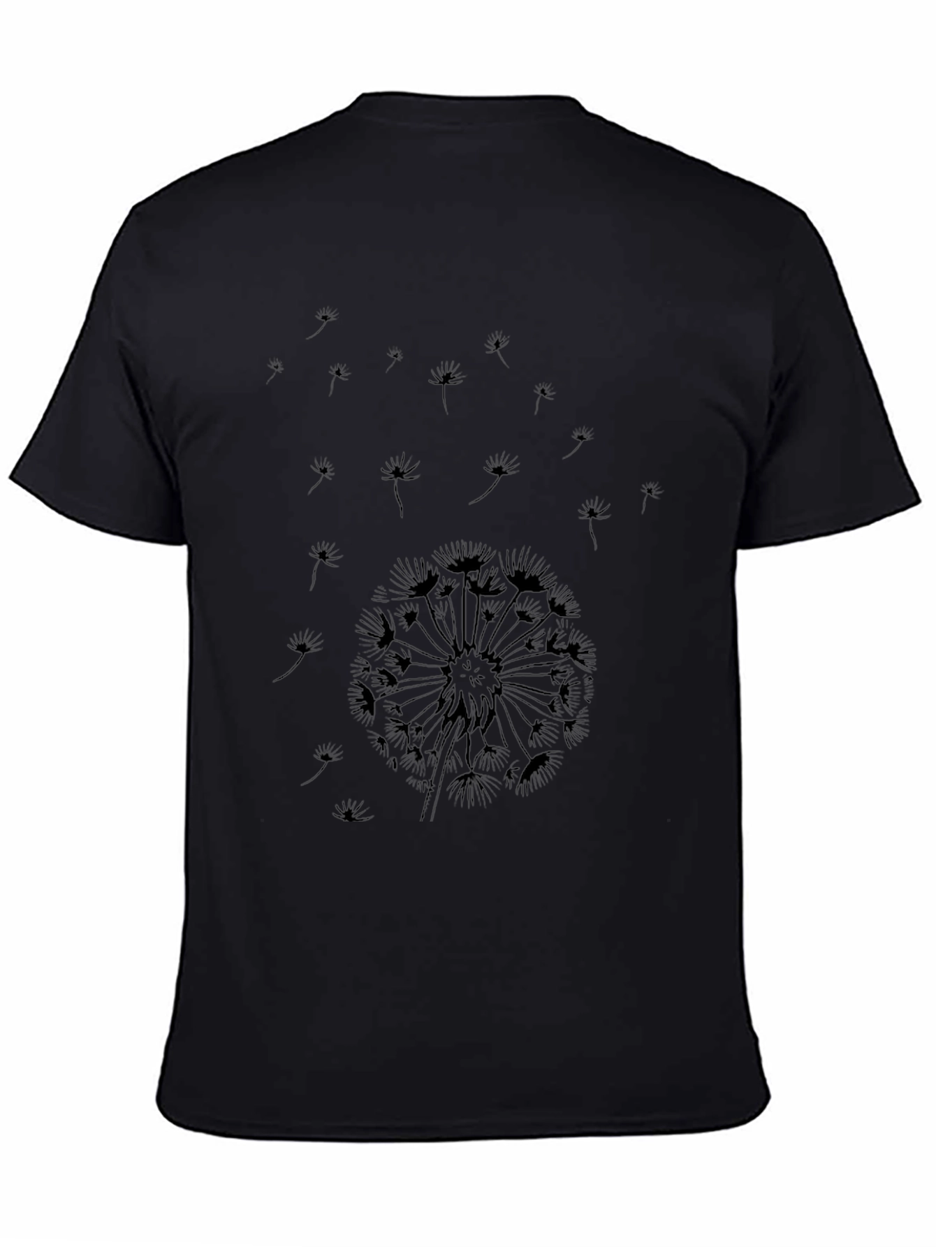 Dandelion Print Black T-Shirt