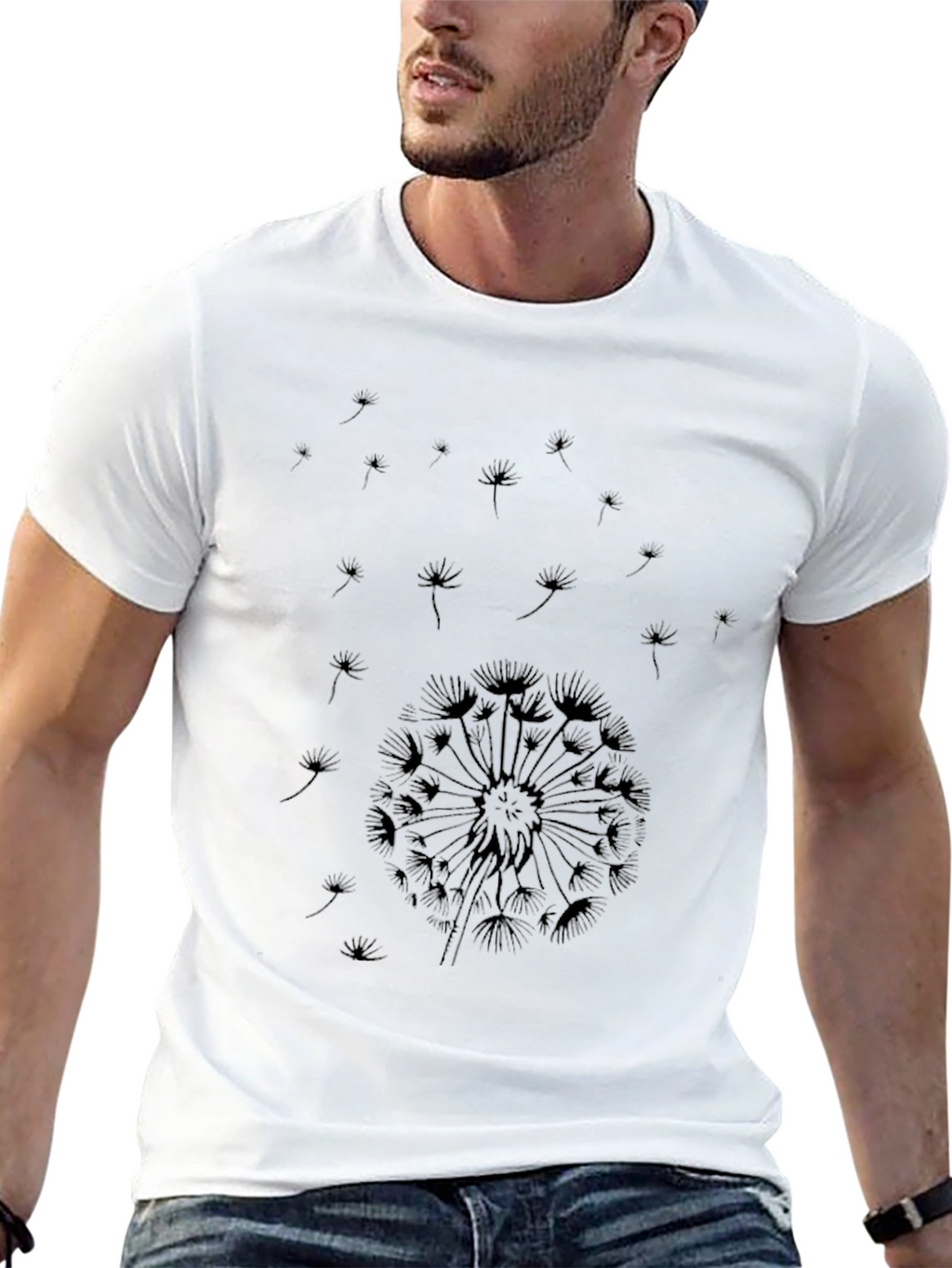 Dandelion Print Black T-Shirt