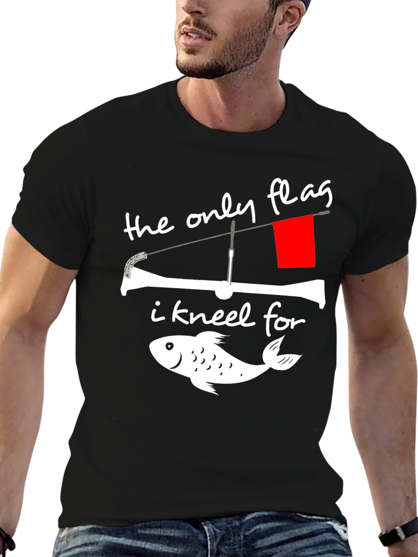 Fishing Flag Graphic Tee - The Only Flag I Kneel For