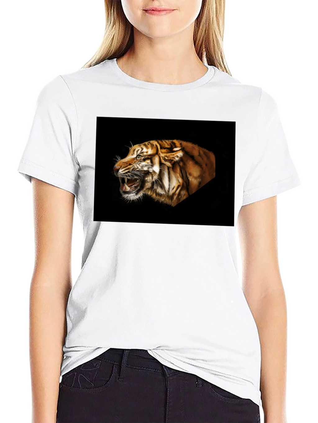 Black Tiger Graphic Tee - Bold Animal Print Shirt