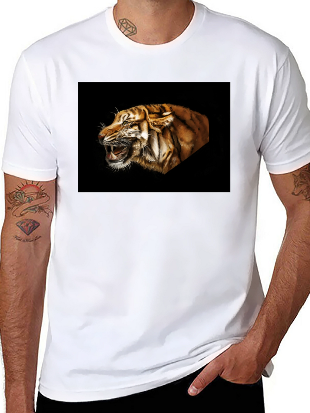 Black Tiger Graphic Tee - Bold Animal Print Shirt