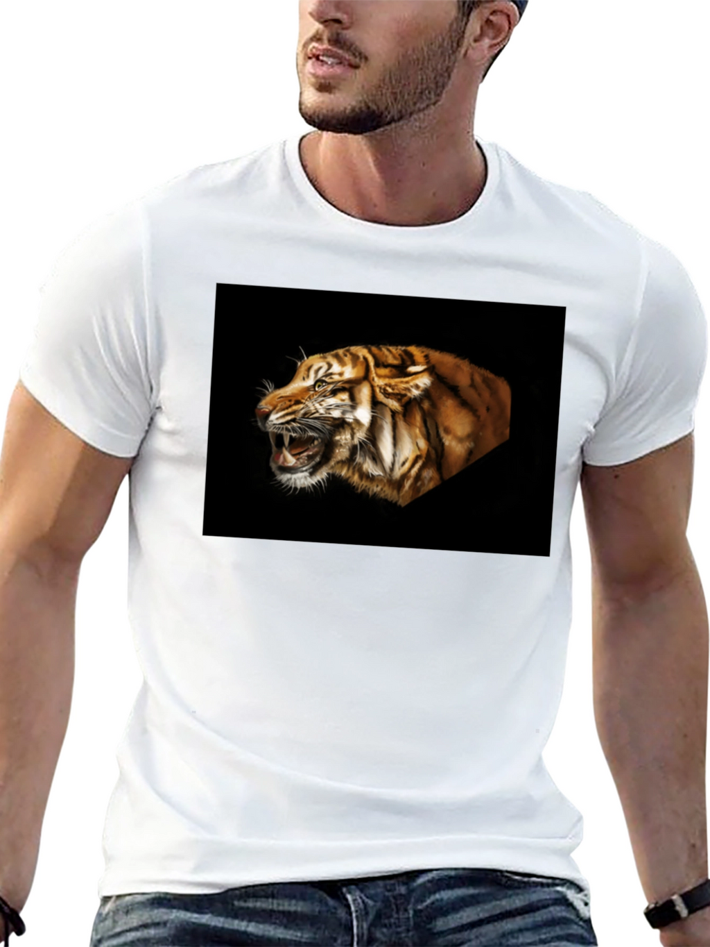 Black Tiger Graphic Tee - Bold Animal Print Shirt