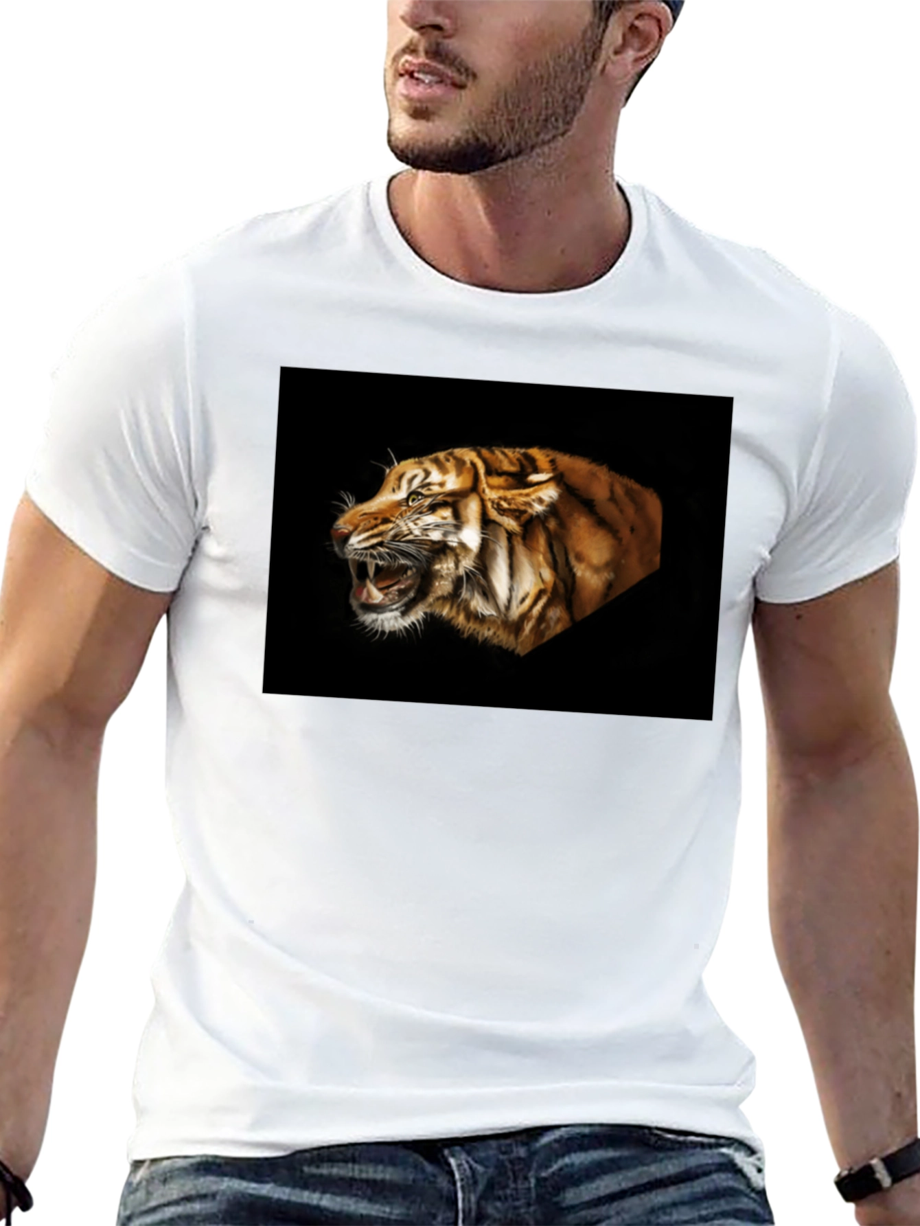 Black Tiger Graphic Tee - Bold Animal Print Shirt