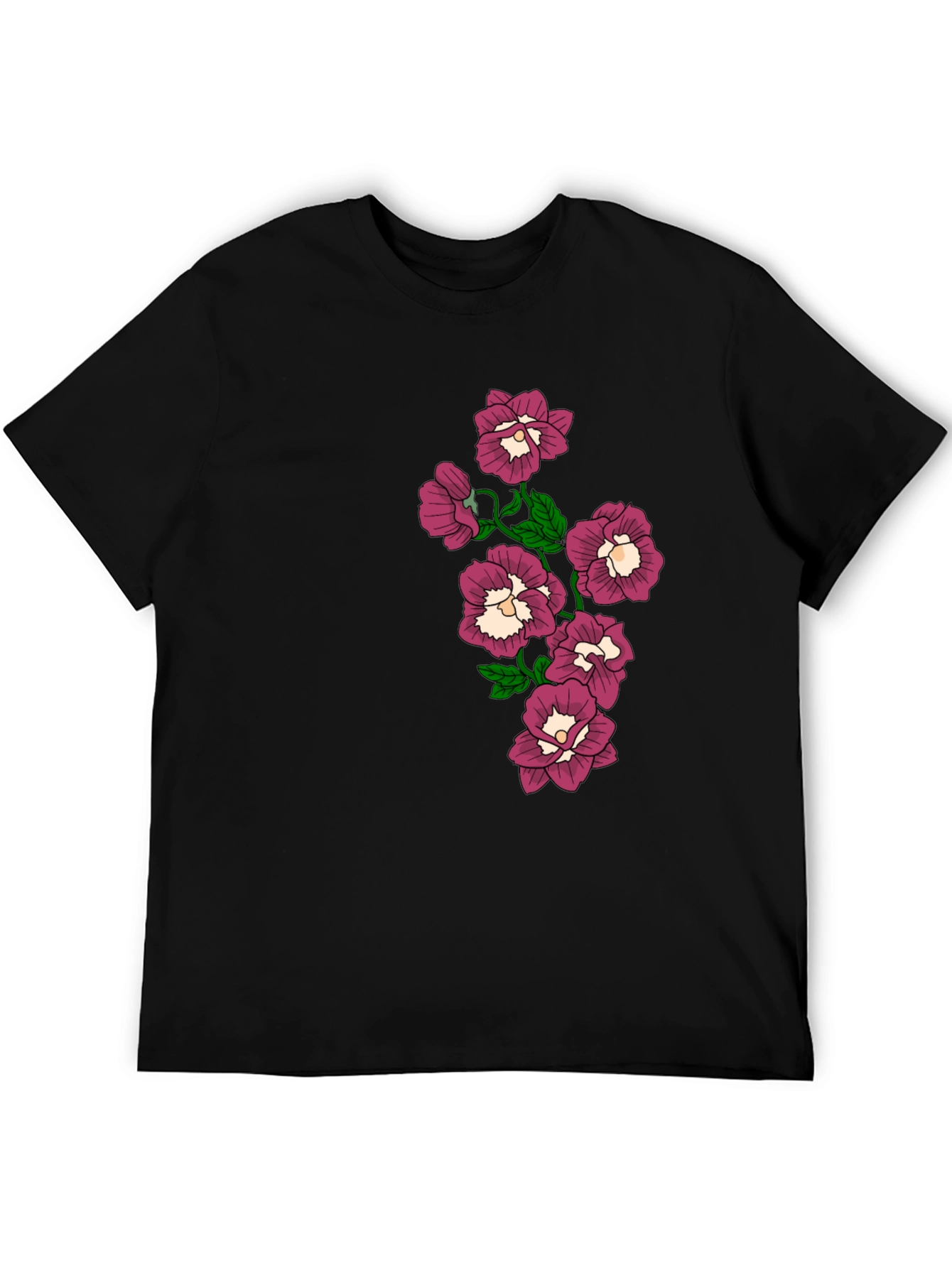 Floral T-Shirt - Black -  Graphic Tee