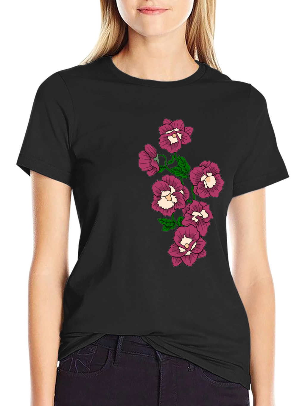 Floral T-Shirt - Black -  Graphic Tee