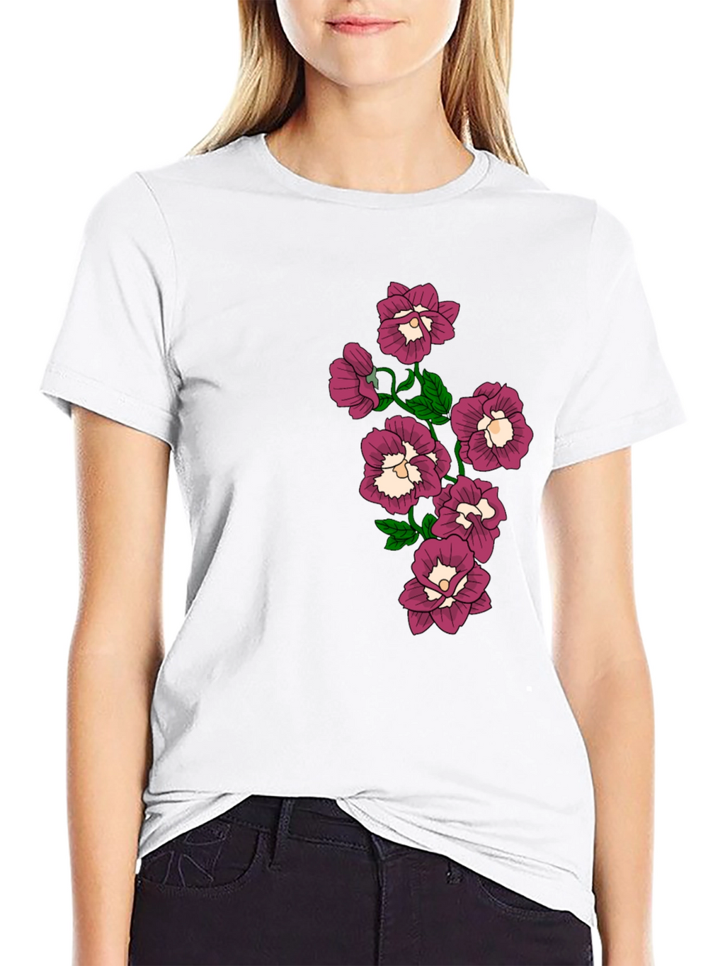 Floral T-Shirt - Black -  Graphic Tee