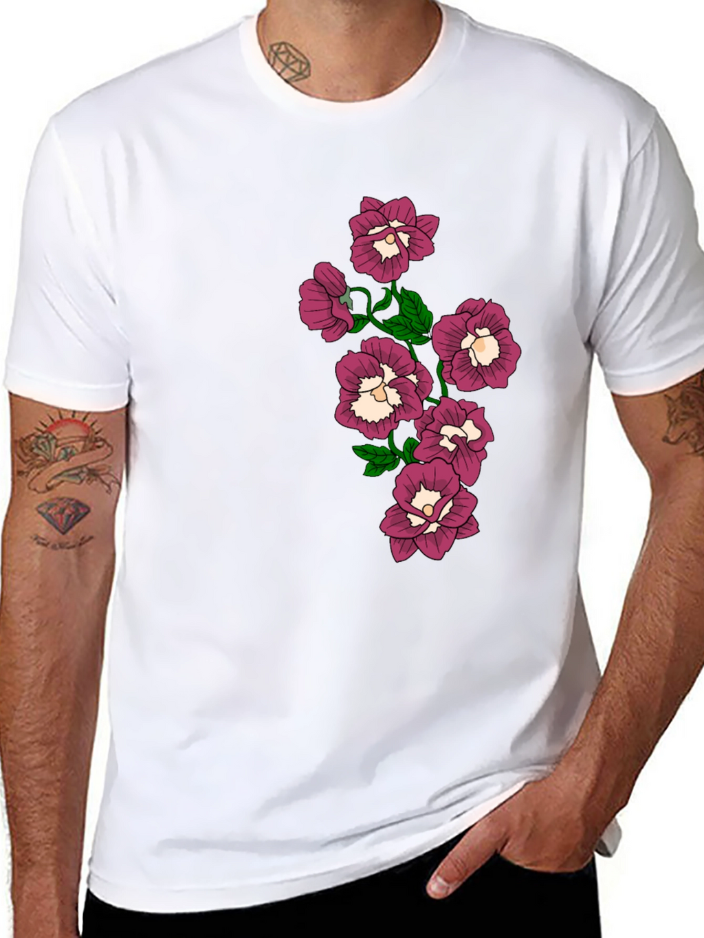Floral T-Shirt - Black -  Graphic Tee