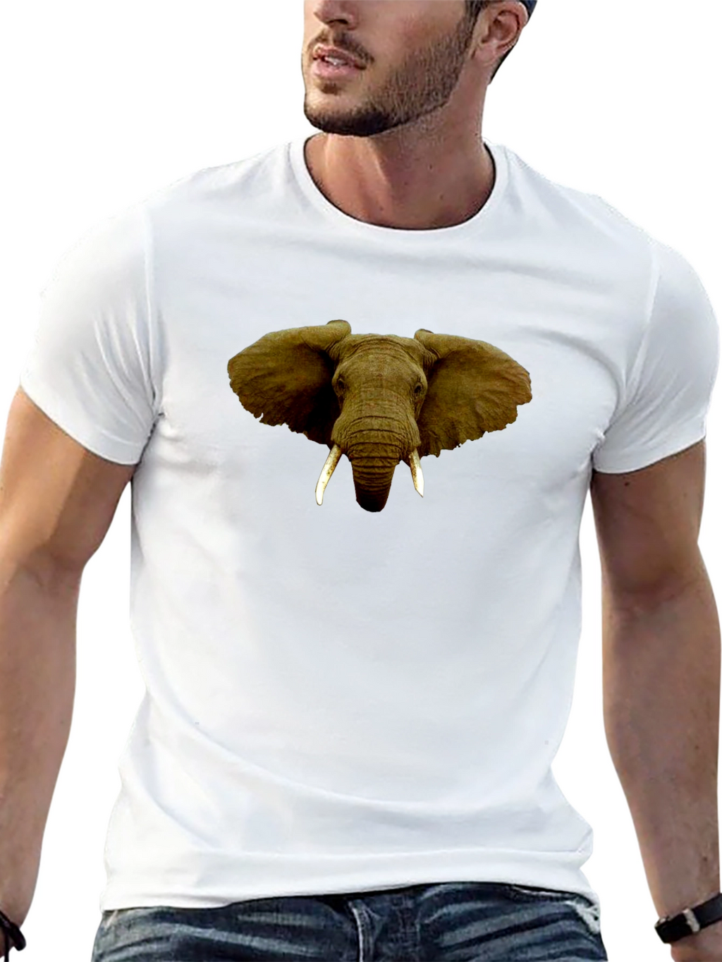 Elephant Graphic Print Black T-Shirt