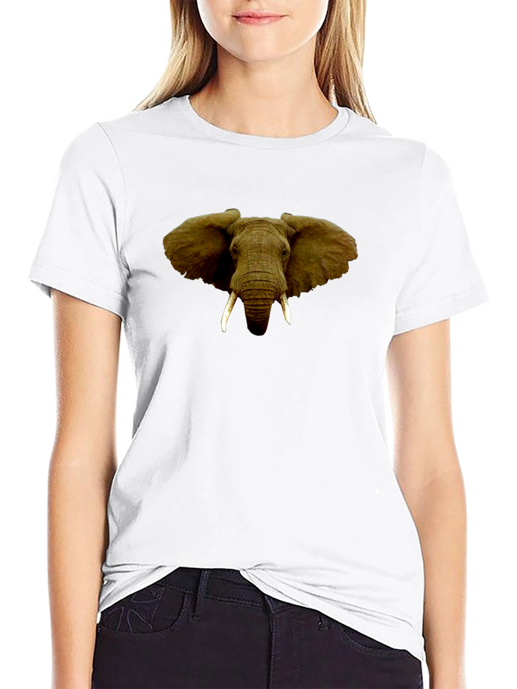 Elephant Graphic Print Black T-Shirt