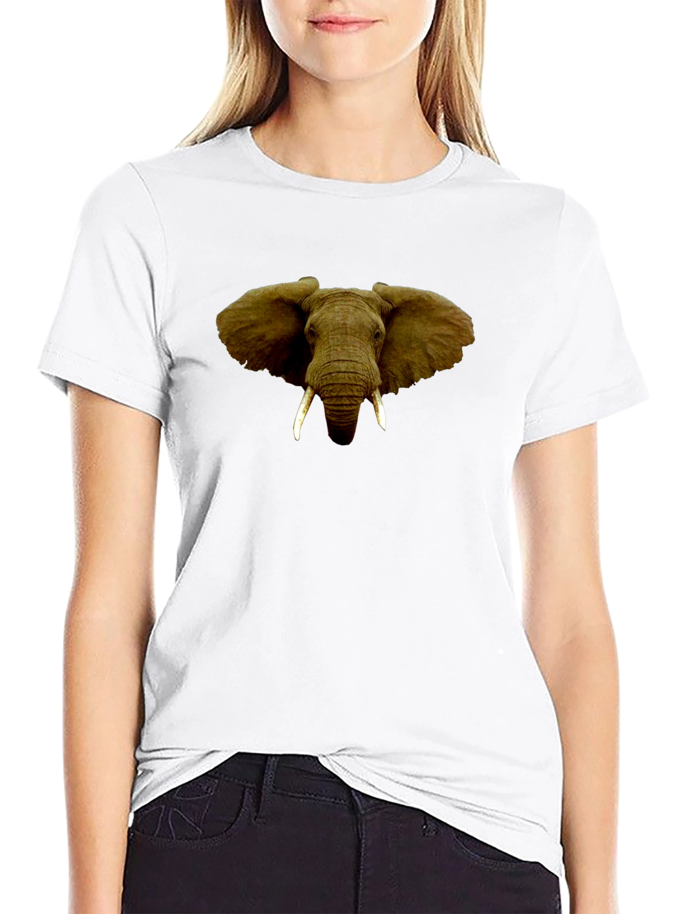 Elephant Graphic Print Black T-Shirt