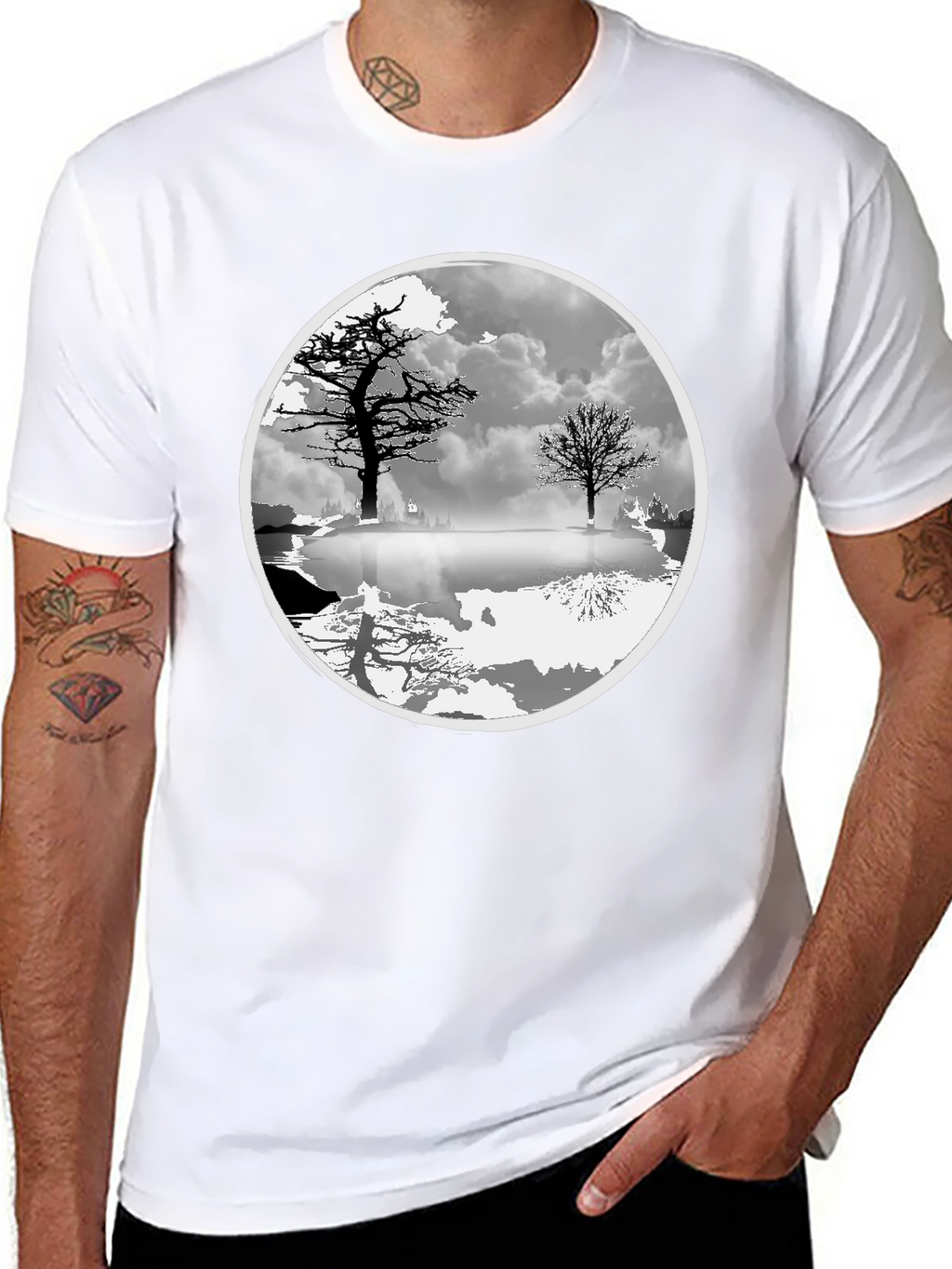 Monochrome Tree Graphic Tee - Nature Inspired Design