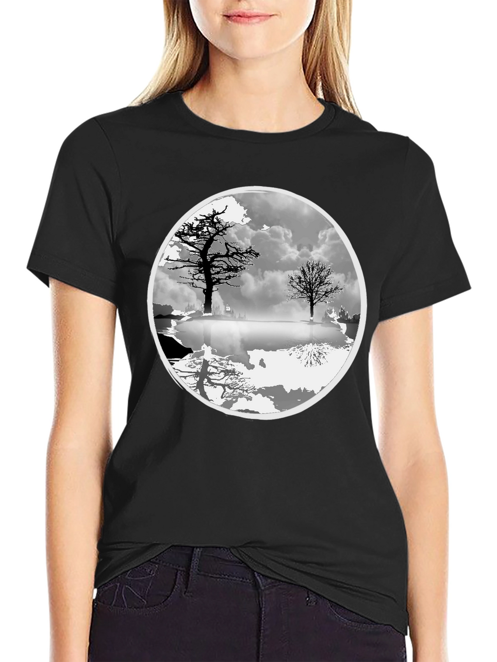 Monochrome Tree Graphic Tee - Nature Inspired Design