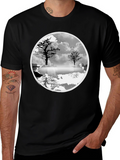 Monochrome Tree Graphic Tee - Nature Inspired Design