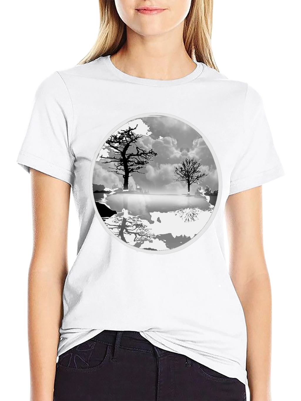 Monochrome Tree Graphic Tee - Nature Inspired Design
