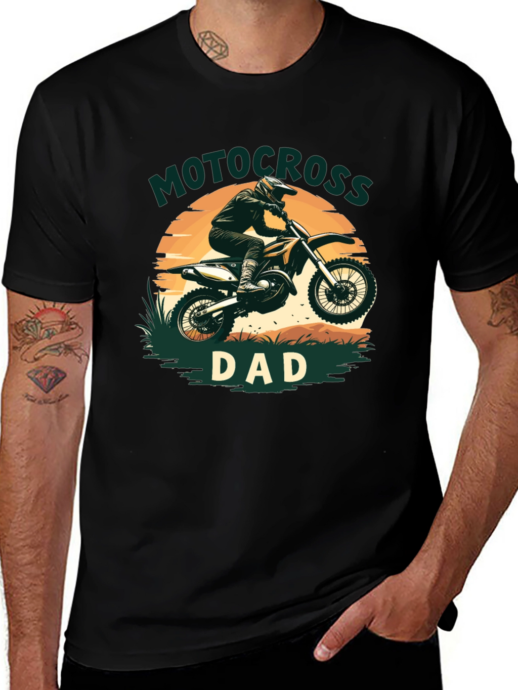 Motocross Dad Graphic Tee - Black Cotton Blend T-Shirt